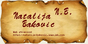 Natalija Baković vizit kartica